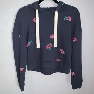 Semi-cropped Rose Stamped Hoodie